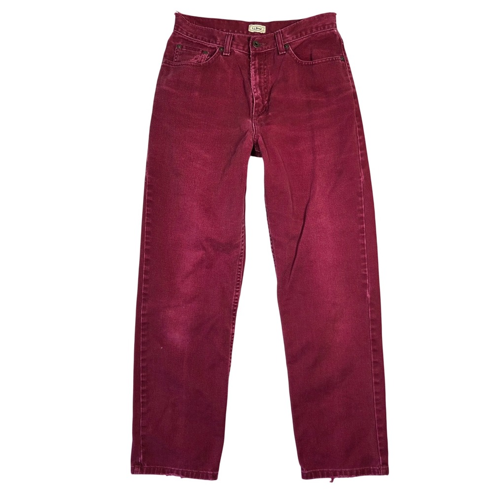 Vintage LL Bean Womens Straight Leg Pants Burgundy Old School High Rise 8R OYQ98